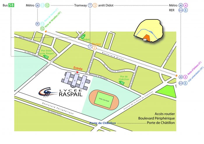 Plan d'accès au lycée Raspail