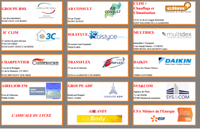 Autres entreprises partenaires du Lycée Raspail, à Paris 14