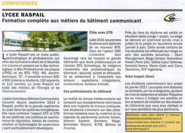 Article LonNews parlant du Lycée Raspail, Paris 14 Article LonNews parlant du Lycée Raspail, Paris 14