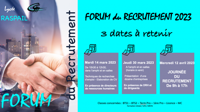 Dates Forum du recrutement 2023 Dates Forum du recrutement 2023