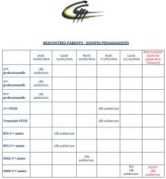 RENTREE 2026 : PLANNING D'ACCUEIL DES CLASSES